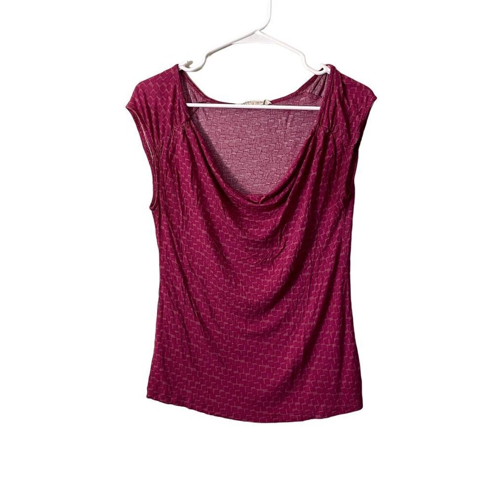 Old Navy Cowl Neck Blouse Medium Pink Women Rayon Geometric Sleeveless Top